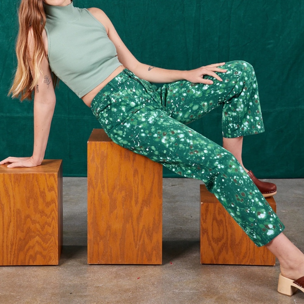 Big Bud Press The Work Pant - Marble Splatter - Hunter Green - Size L